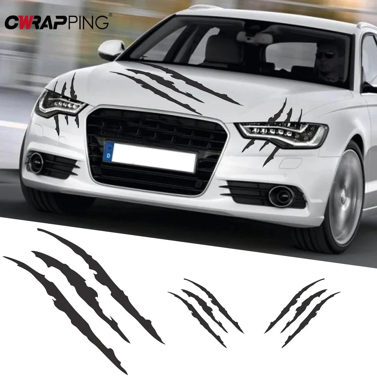 Wolf Claw Car Stickers Car Hood Vinyl Sticker Creative Headlight Decor Decal Monster Claw Scratches Vinyl Film Auto Decoration