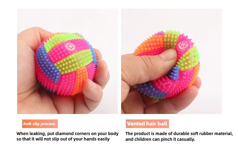 Glowing Bouncy Ball with Whistle Sound Elastic Chew Toy for Dogs Teeth Cleaning Massage Ball Safe Pet Toys Stress Relief Gift‌