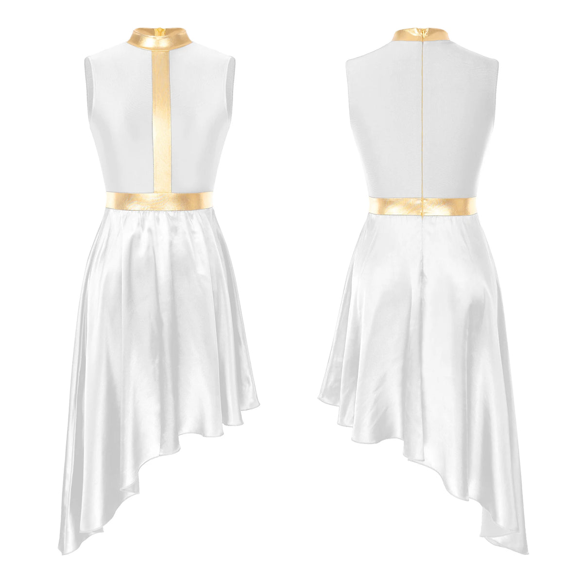 Women Modern Lyrical Dance Dress Liturgical Worship Church Choir Costume Sleeveless Asymmetrical Hem Dresses Ballroom Dancewear