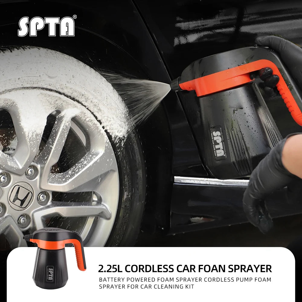 SPTA Cordless Battery Powered Foam Sprayer, 2.25L Electric Car Foam Sprayer,  Pump Foam Sprayer for Car Cleaning