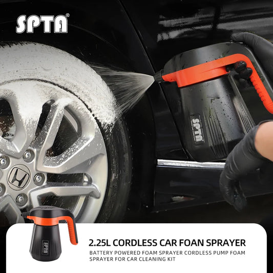 SPTA Cordless Battery Powered Foam Sprayer, 2.25L Electric Car Foam Sprayer,  Pump Foam Sprayer for Car Cleaning