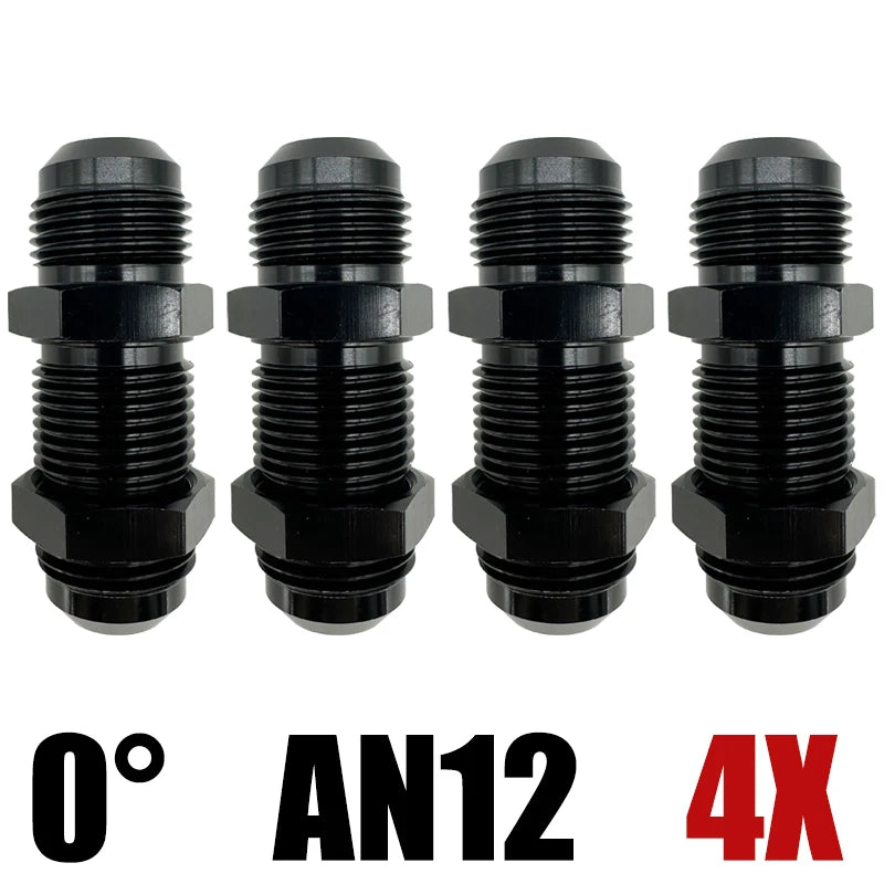4X 0 Degrees AN3 AN4 AN6 AN8 AN10 AN12 Bulkhead Flare Fitting Union Adapter Fuel Hose Straight Fitting For Tab Rr Wirewall Black