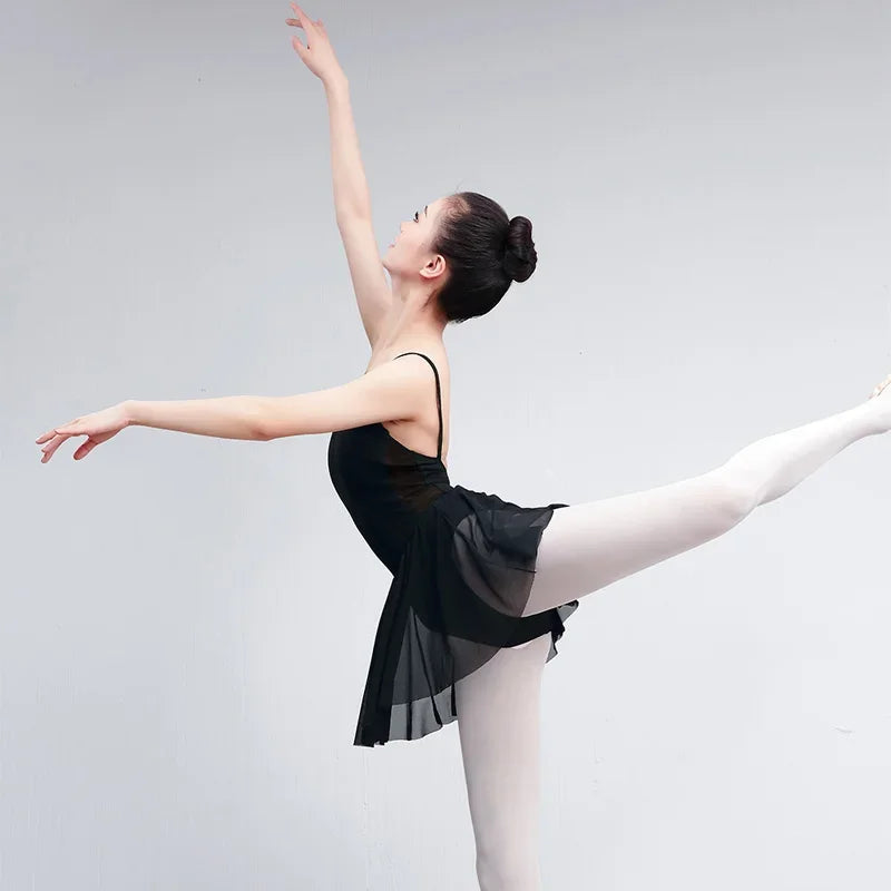 Women's camisole leotard ballet dress with mesh skirt