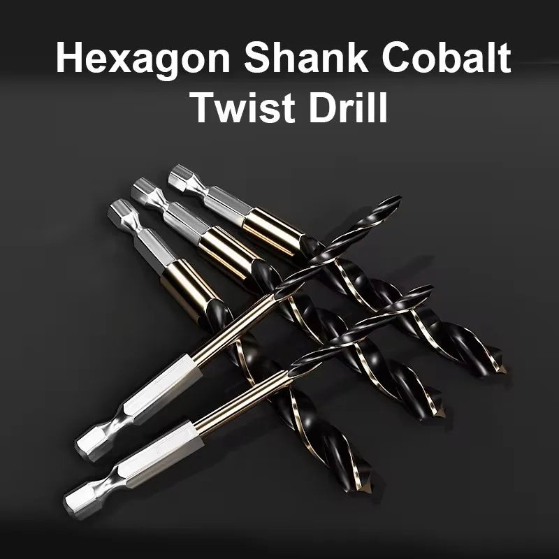 1.5-7.5mm Hex Shank Twist Drill Bit Wood Metal Hole Cutter Core Drilling Tool Cobalt Carbide Tip Flat Drill Bits HSS