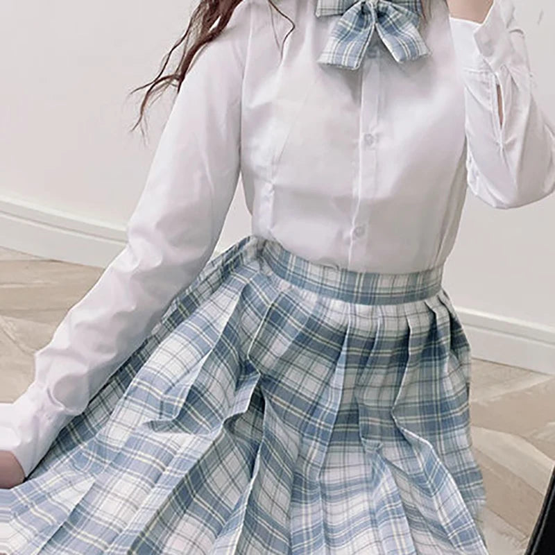 ZOKI Plaid Pleated Mini Skirt – Bow Knot High Waist Preppy Style | Harajuku Aesthetic Women's A-Line Dance Skirt | S-XXL