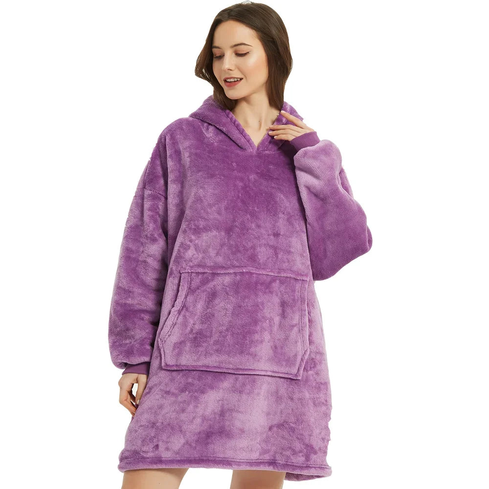 Oversized Wearable Blanket Hoodie - Fleece Pullover TV Blanket for Adults - photo 8