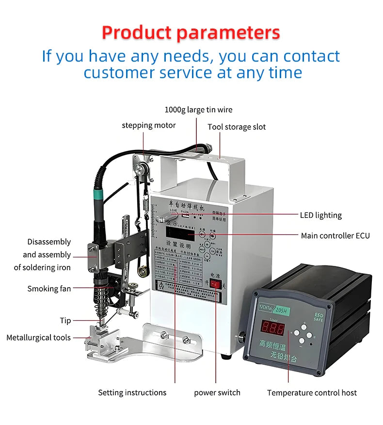 200W Semi Automatic Foot Operated Soldering Machine Electric Iron for Circuit Board USB Plug Soldering with Solder Station