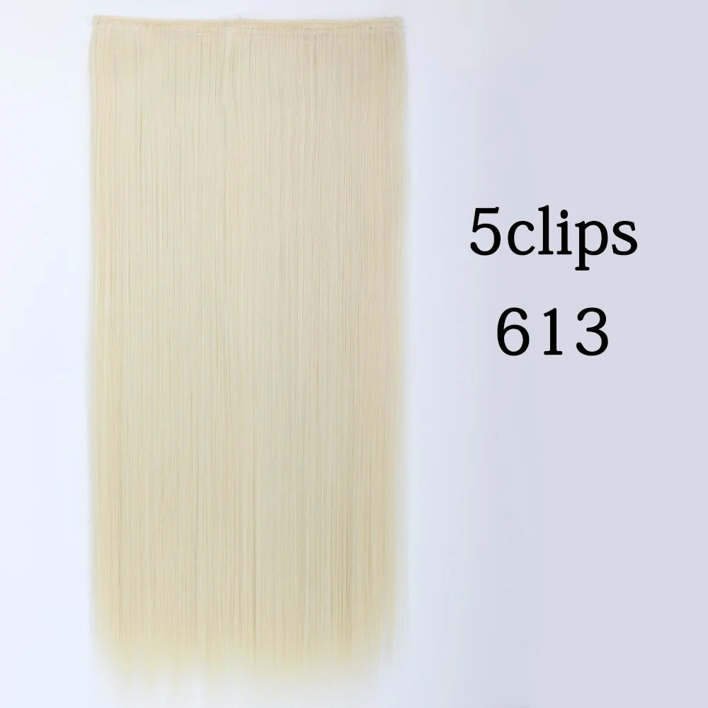 Synthetic 5 Clip In Hair Extensions Long Curly Hairstyle Hairpiece Natural Brown Black 80cm Heat Resistant  Fake Hair For Women