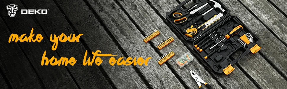 DEKO General Household Hand Tool Kit with Plastic Toolbox Storage Case, All Purpose Home Tool, 50 Piece