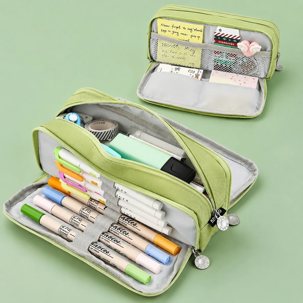 Large-Capacity Three-Layer Oxford Cloth Pencil Case with Versatile Functions, Suitable for Both Student and Office Scenarios.