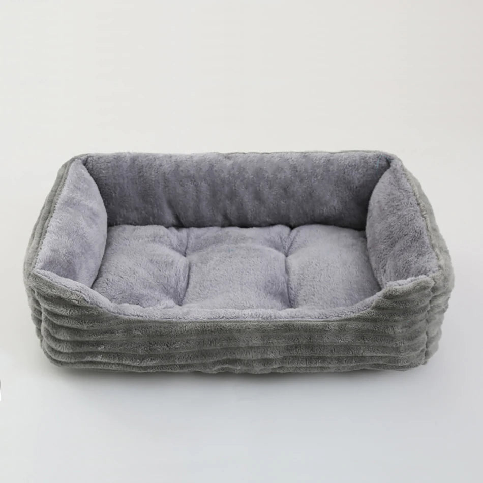Square Plush Dog & Cat Sofa Bed - Cushioned Bolster Pet Bed