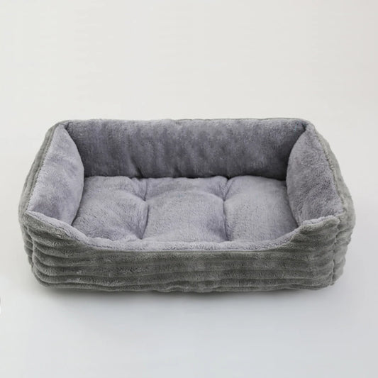 Square Plush Dog & Cat Sofa Bed - Cushioned Bolster Pet Bed