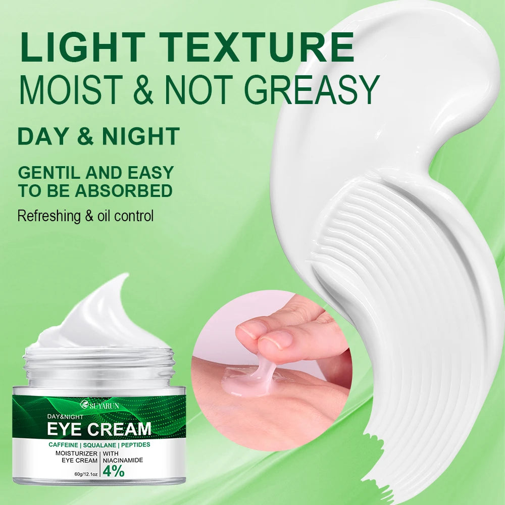 SUYARUN Anti-Aging Eye Cream Niacinamide & Plant Squalane Dark Circle Treatment, Wrinkles Reduction, Hydrating Care.-Glass Jar-