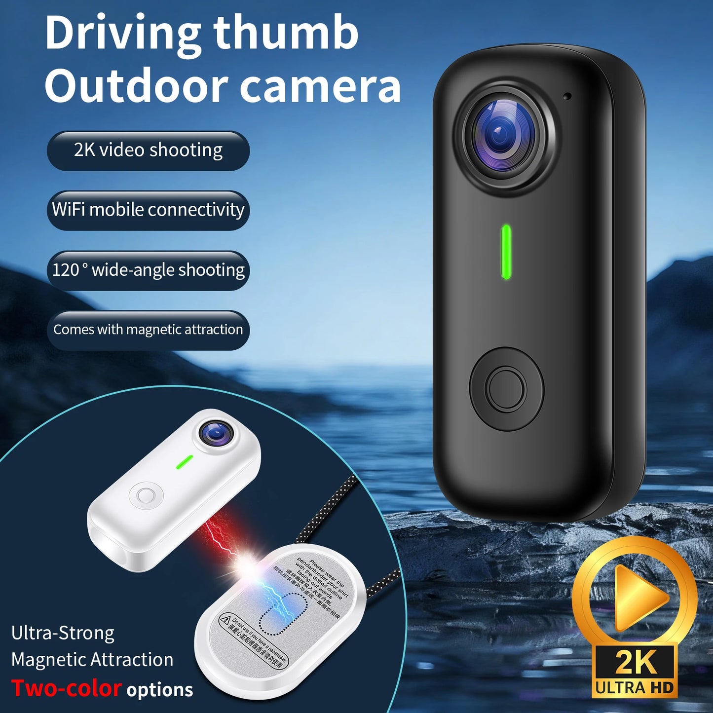 Magnetic Wearable Action Camera — 1080P WiFi Night Vision Body Cam