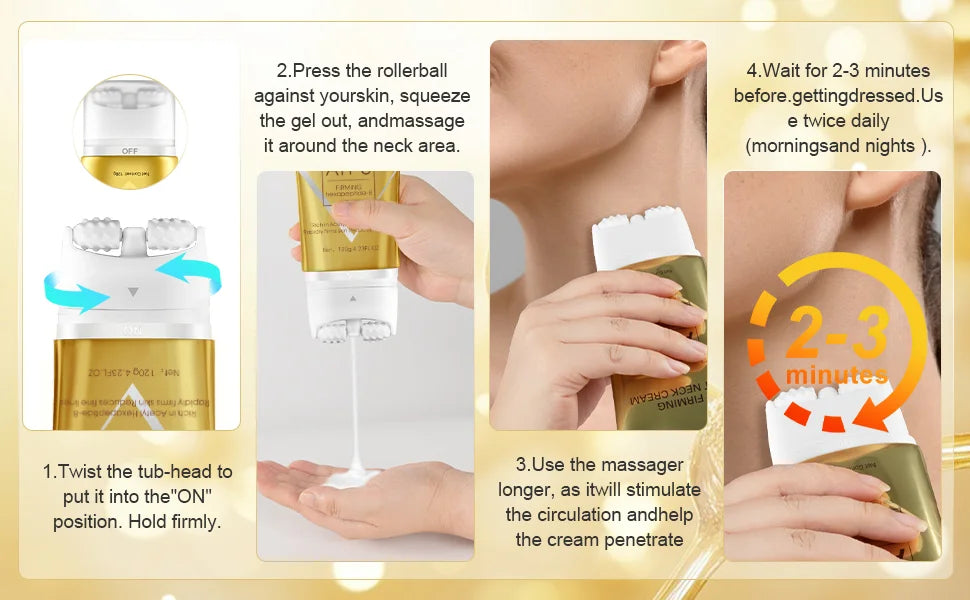 Firming Neck Cream with Massage Roller – Lift & Tighten Turkey Neck in 28 Days