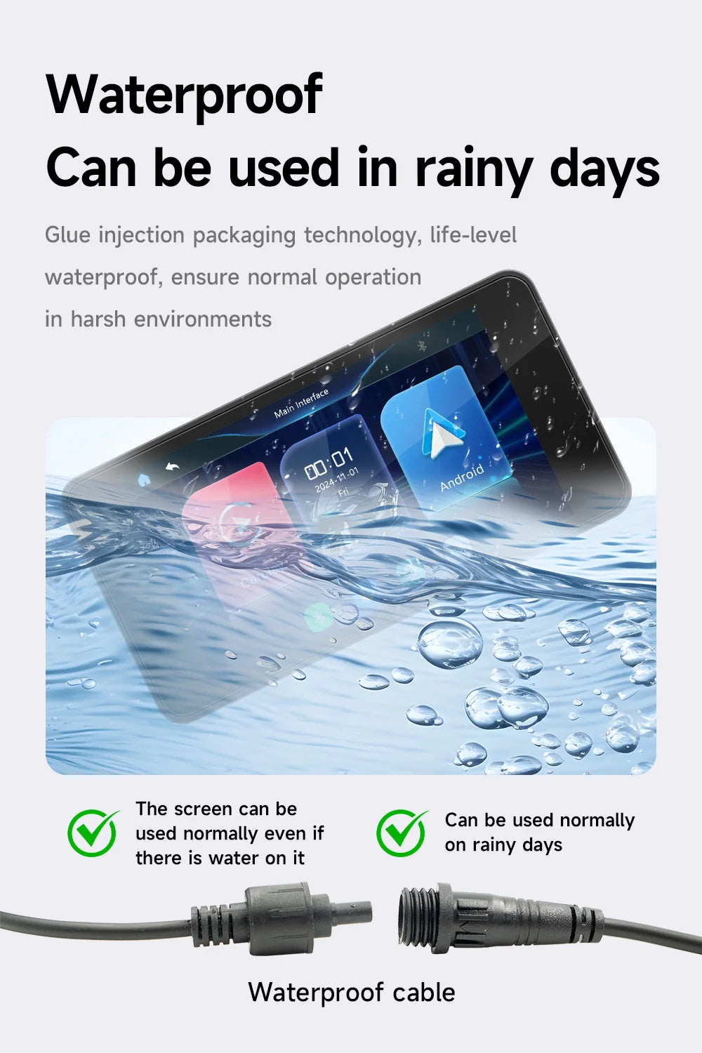 4.7" Portable Motorcycle Navigator with Wireless CarPlay & Android Auto