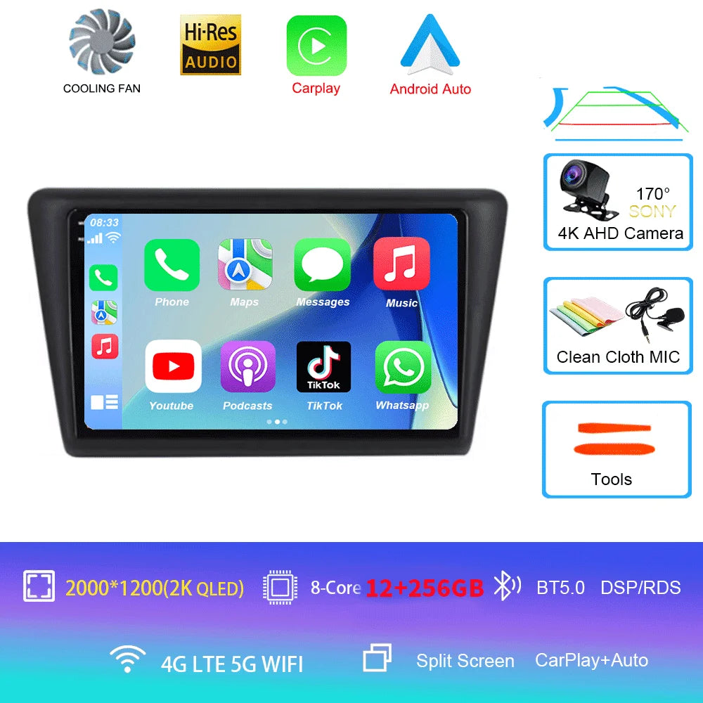 Android 16 Carplay Car Radio For VW Skoda Rapid 2013 2014 2015 2016 2017 2018 2019 Seat Toledo 2015 - 2018 GPS Multimedia Stereo