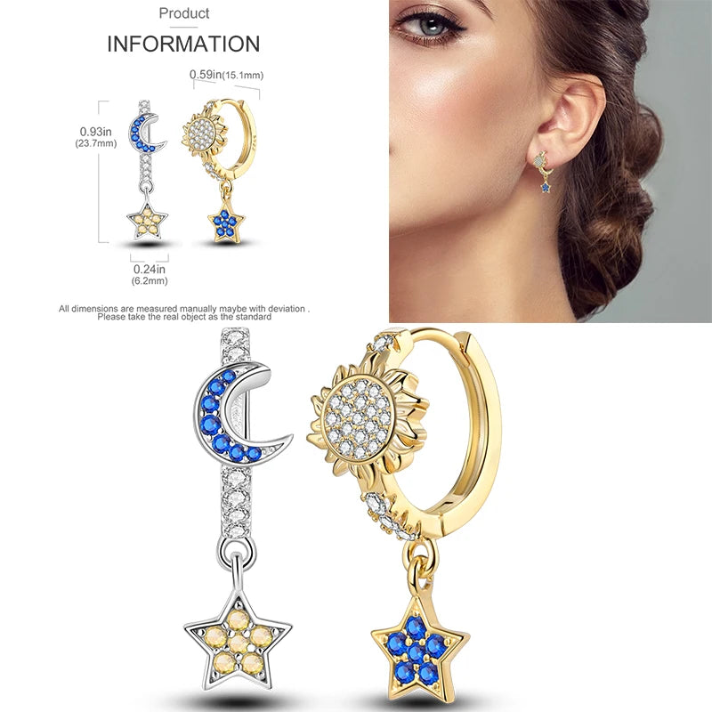 Sparkling Gold Woman Hoop Earrings 925 Sterling Silver Butterfly Colored Zirconium Earrings for Women Jewelry Anniversary Gift