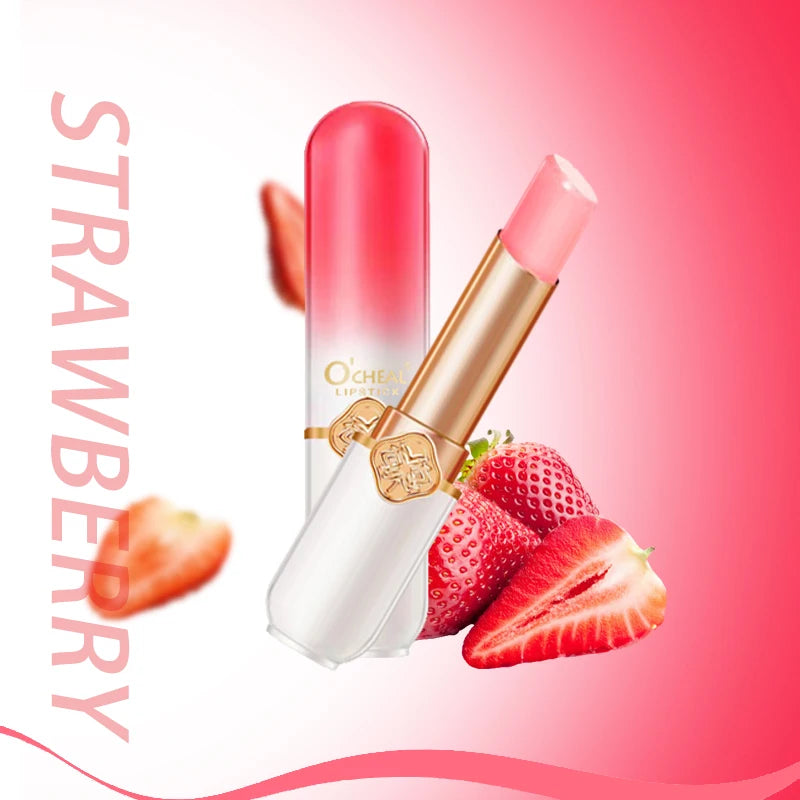 O'CHEAL Color Changing Fruit Lip Balm – Moisturizing Waterproof Temperature Changing Lipstick | Strawberry, Blueberry & Peach