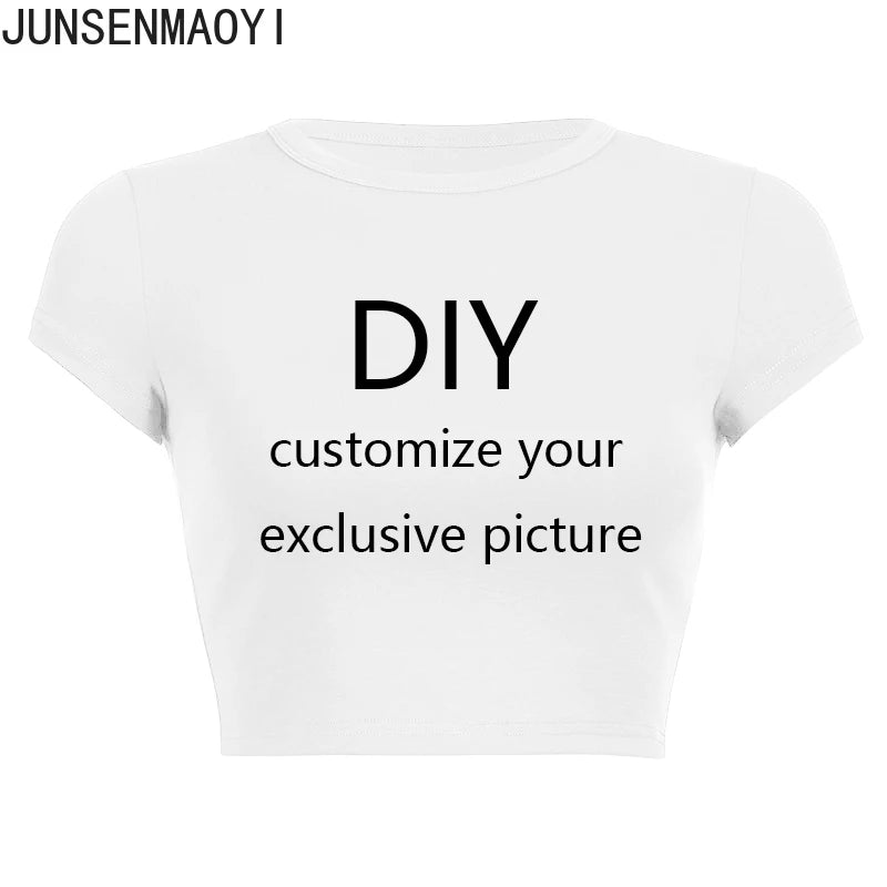 2026 New Summer Short Sleeve O Neck Your Exclusive DIY Print Pattern Customize Cropped Navel Women Crop Tops Fashion T-Shirt