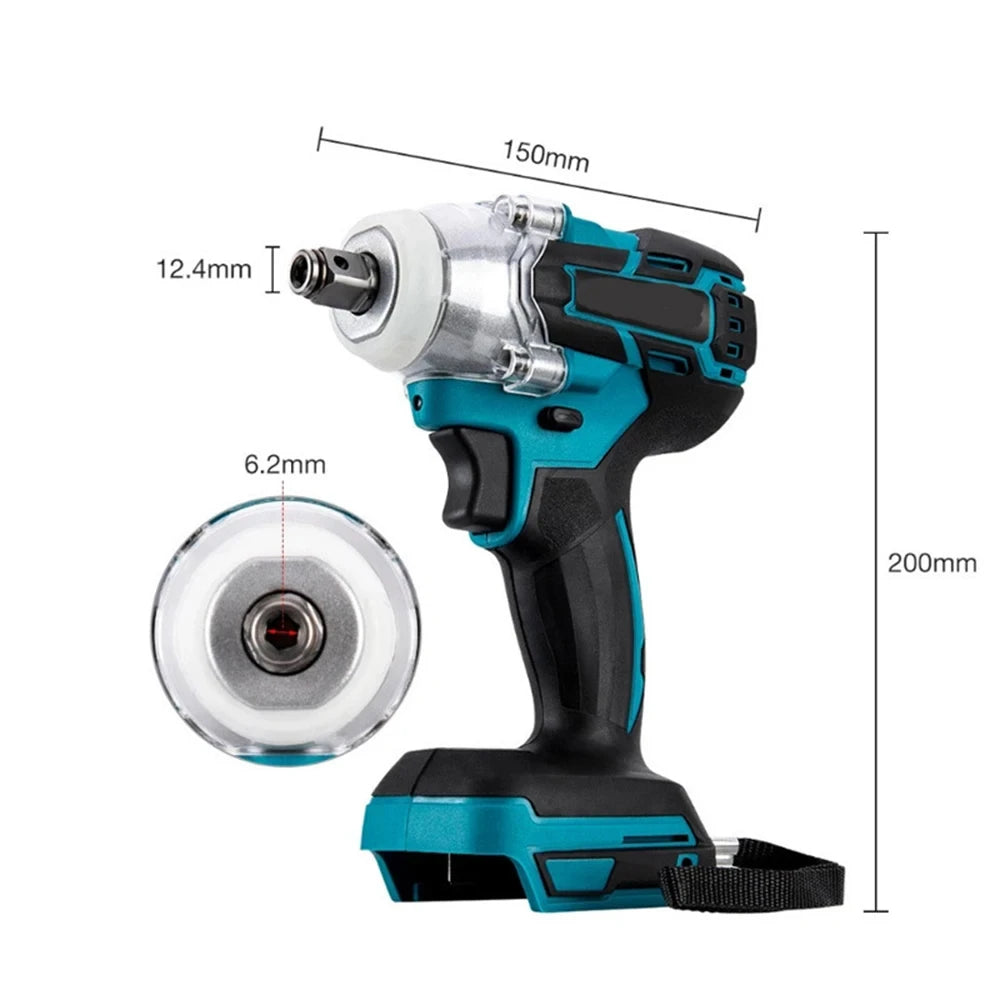 1/2 inch 520NM Brushless Cordless Electric Impact Wrench Power Tools Compatible 18V Battery Wrench with Toolbox Set