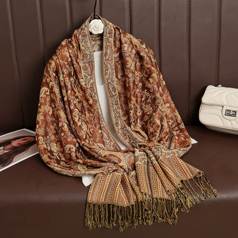 Women's Printed Pashmina Shawl, Soft Winter Scarf