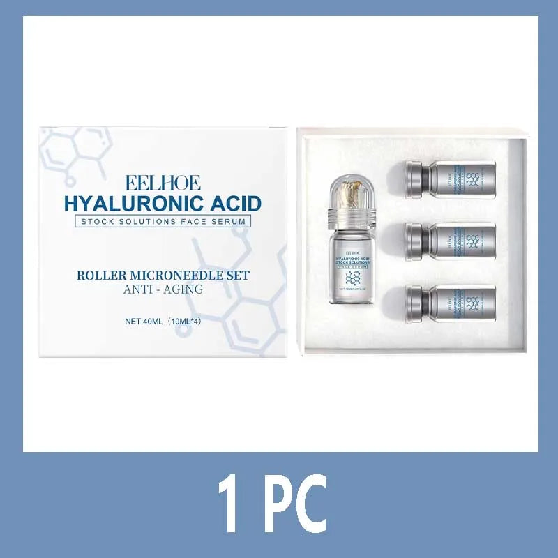 Hyaluronic Acid Stock Solutions Face Serum with Roller Microneedle Set Moisturizing Anti-Wrinkle Facial Serum Smoothing Refresh