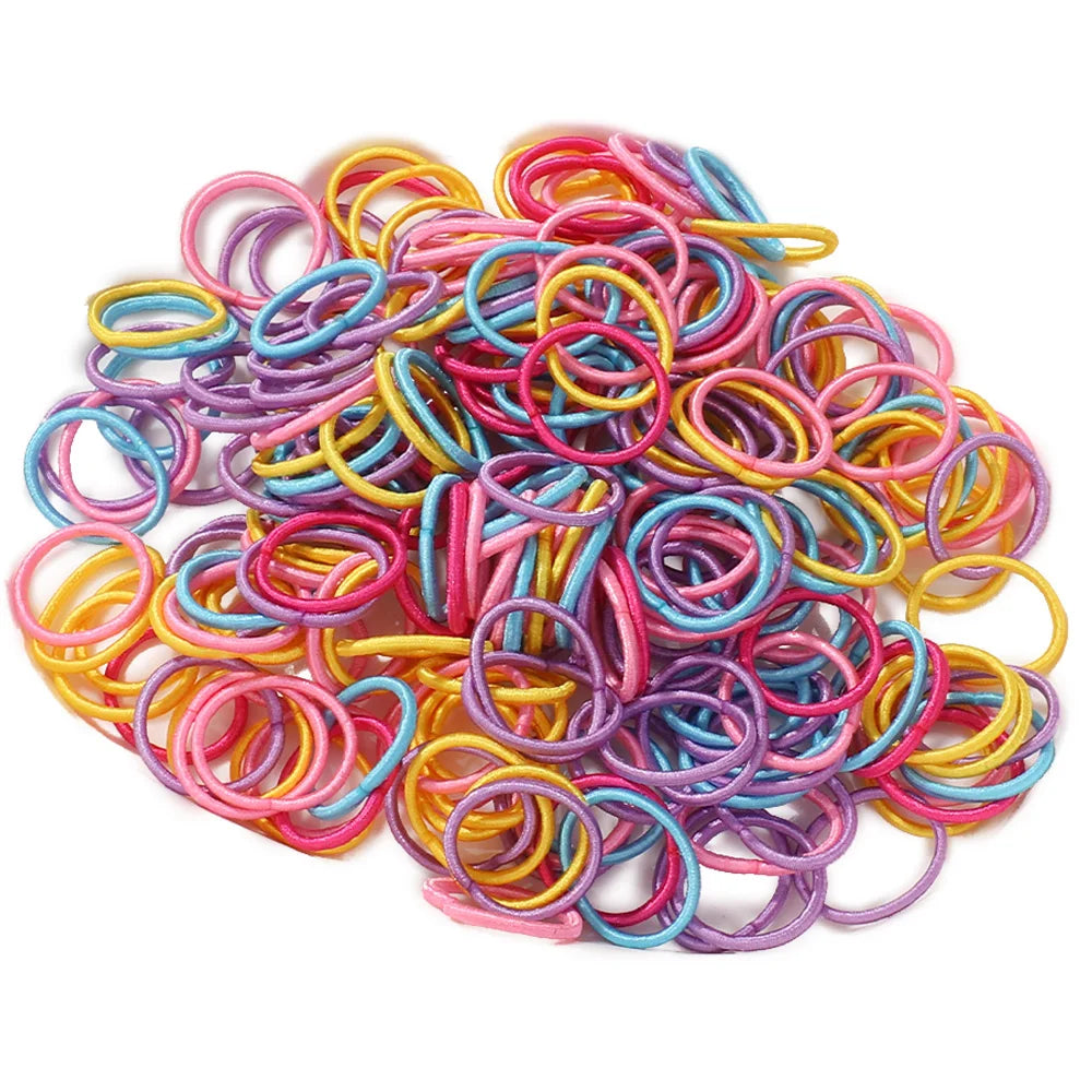 MMAlto 100 Pcs Colorful Mini Hair Ties – Soft Nylon Elastic Rubber Bands for Baby Girls & Kids