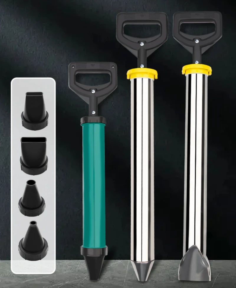 Stainless Steel Cement Caulking Gun with Round and Flat Nozzles