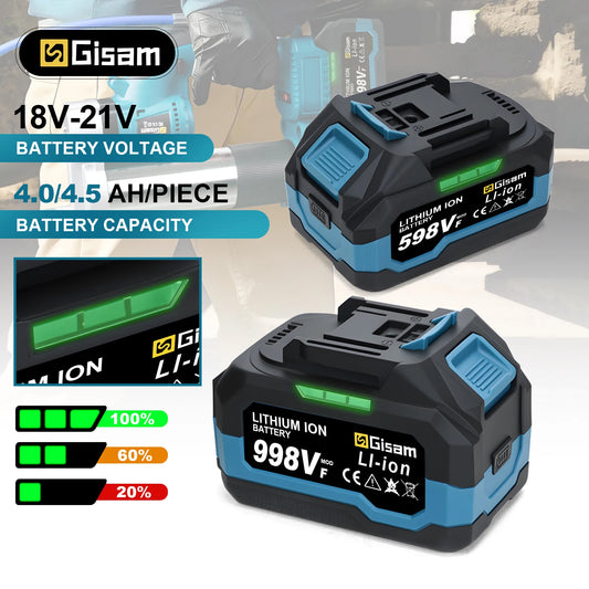 Gisam 4.0AH 4.5AH Rechargeable Lithium-Ion Battery for Cordless Dirll/Brushless Wrench/Screwdriver for Makita 18V Battery pins