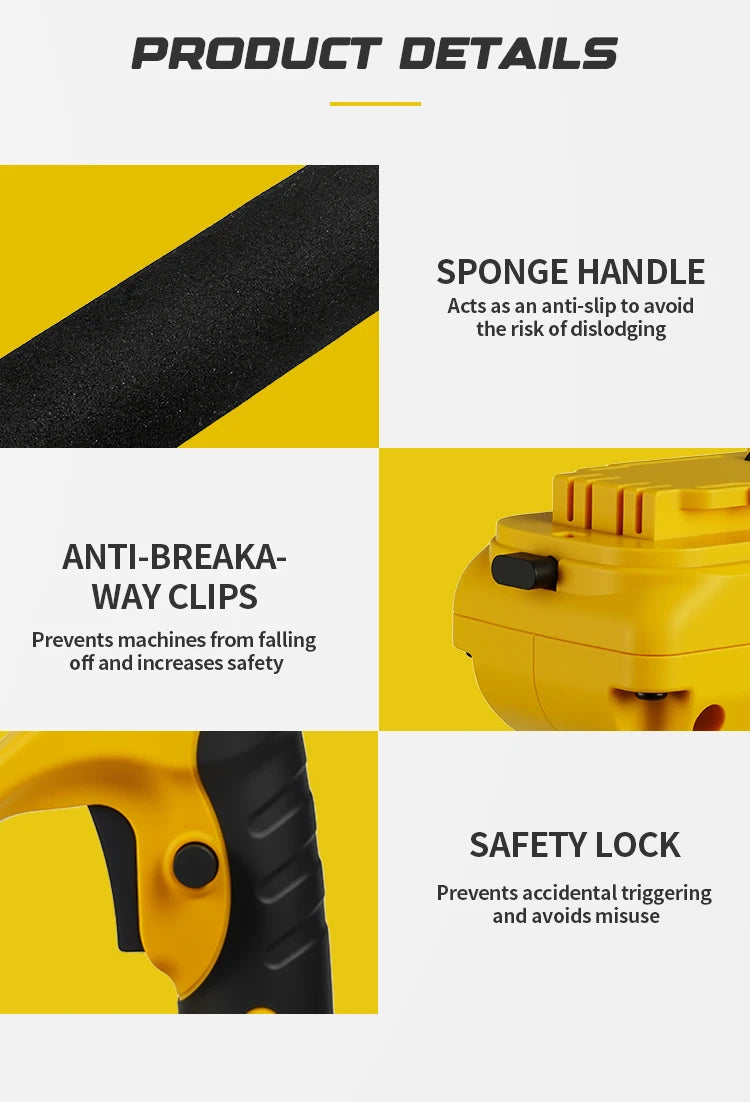 Brushless 6 Inch Electric Chainsaw Telescoping Pole Pruner High Branch Saw Garden Tree Pruning Tool For Dewalt 20V Battery Pin