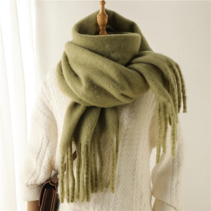 Women's Solid Tassel Blanket Shawl - Long Cashmere-Feel Poncho Wrap - photo 16