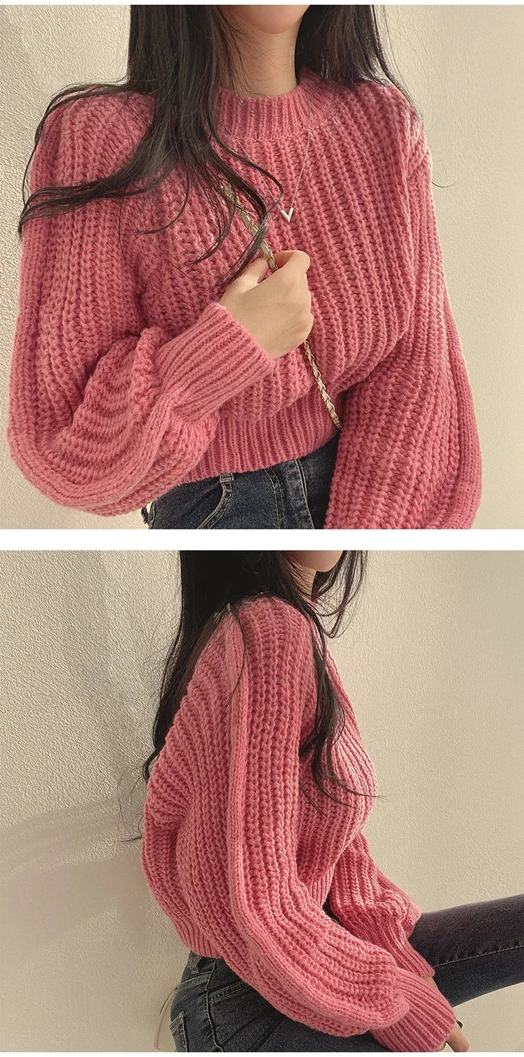 Women's Lantern Sleeve Loose Knit Sweater