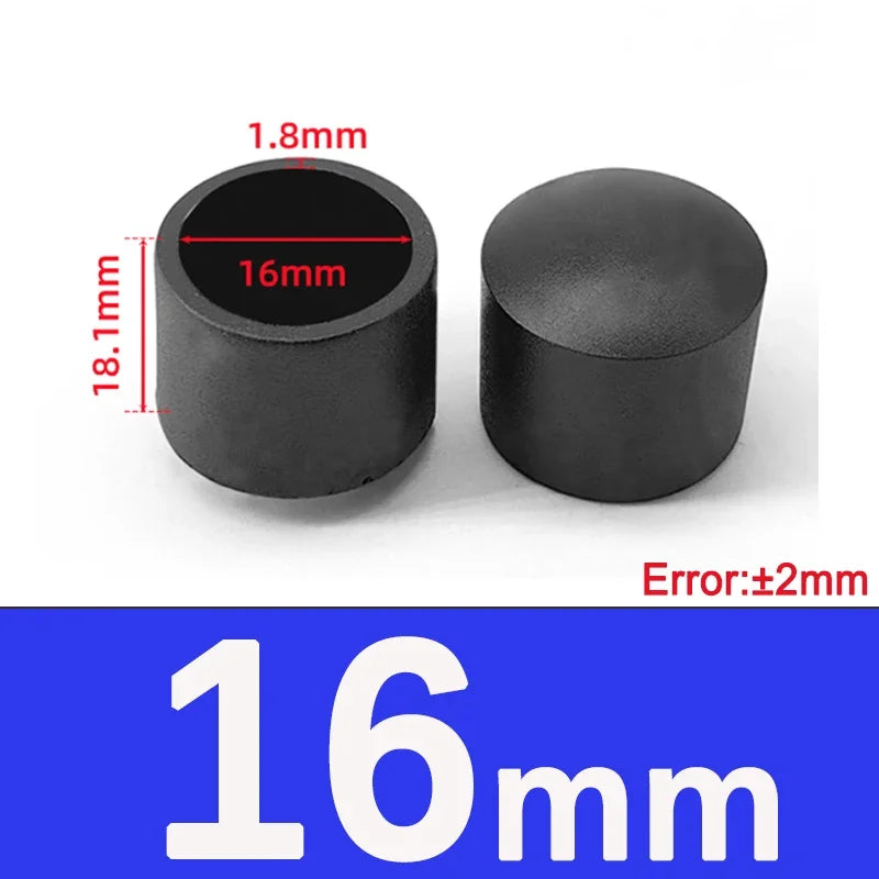 1-20Pcs Round Black PVC Soft Rubber Pipe Sleeve Tube Cap Table Chair Foot Pad Protective Cover 6 8 10 12 14 16 20 22 25 28-100mm