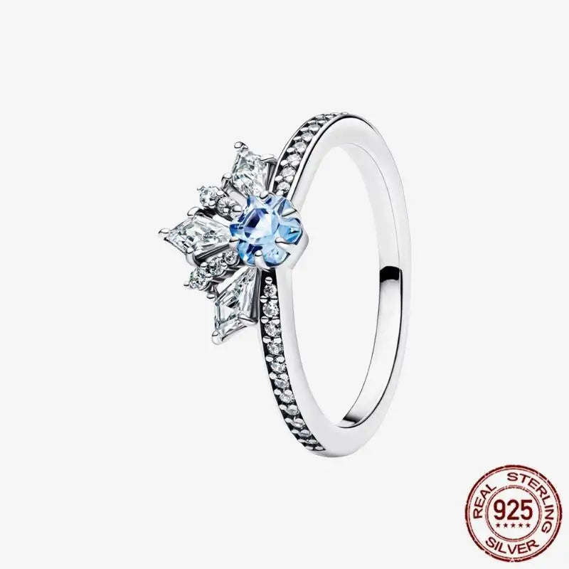 925 Sterling Silver Open Ring Style CZ Paved Heart Butterfly Flower Colorful Gemstone Ring For Women Daily Wear Jewelry Gift