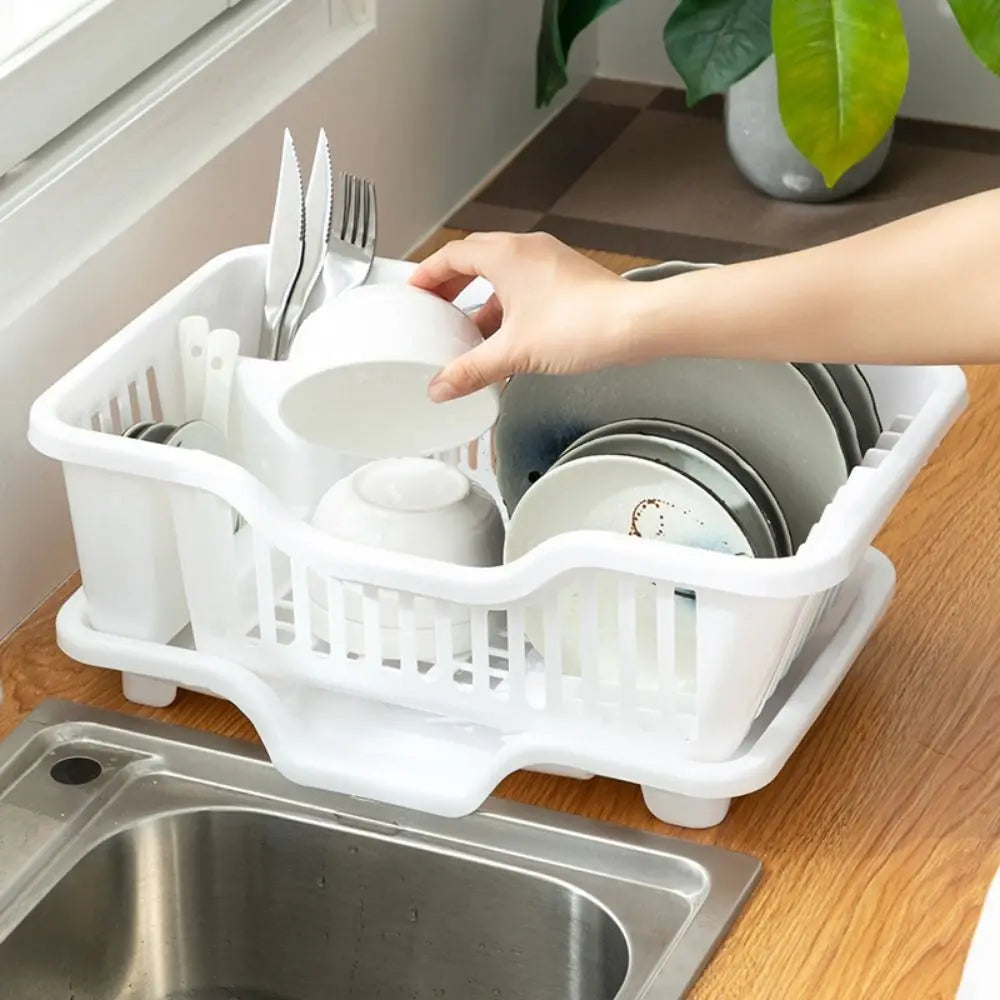 Plastic Dish Drying Rack with Drain Board - Countertop Organizer - photo 2