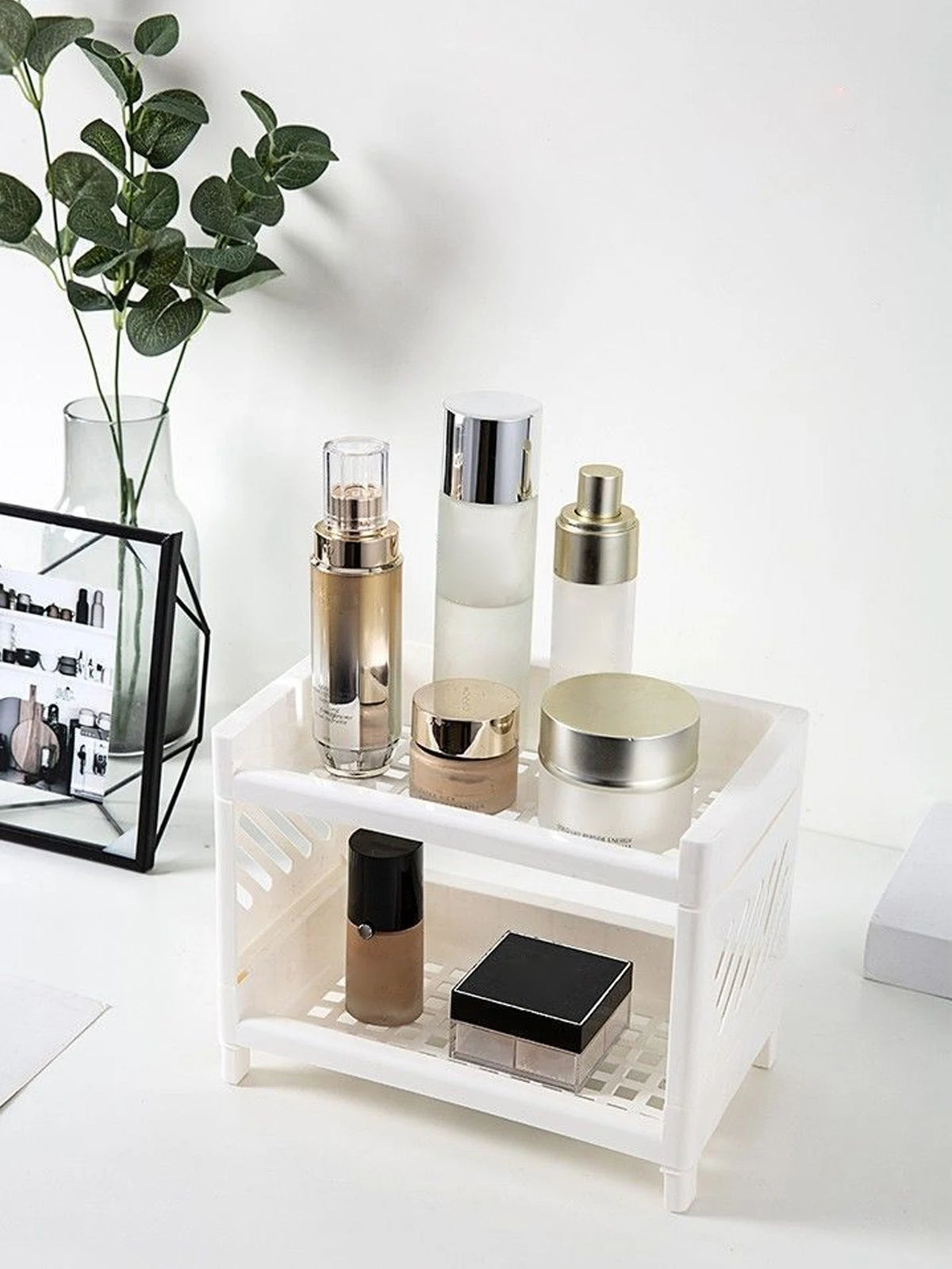 Double-layer white desktop storage rack — view 11 of 14