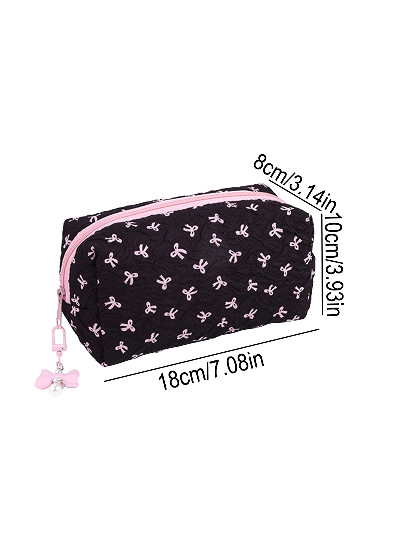 1pc Bow Tie Pattern Pencil Case, Creative Butterfly Tie Zipper Pearl Pendant, Fashion School Supplies - Back to School Essential