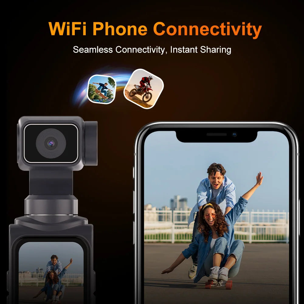 Regaton 4K Gimbal Camera — 330° Face-Tracking Pocket Cam, 64MP