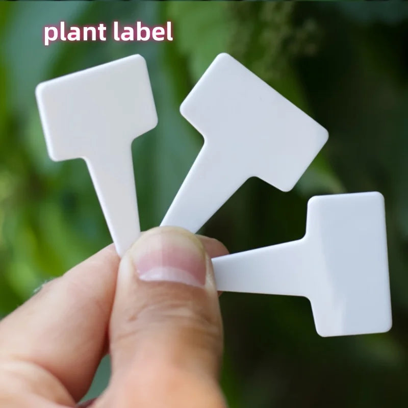 100-Pack T-Shaped Garden Plant Labels – Waterproof Plastic Markers for Indoor & Outdoor Gardens
