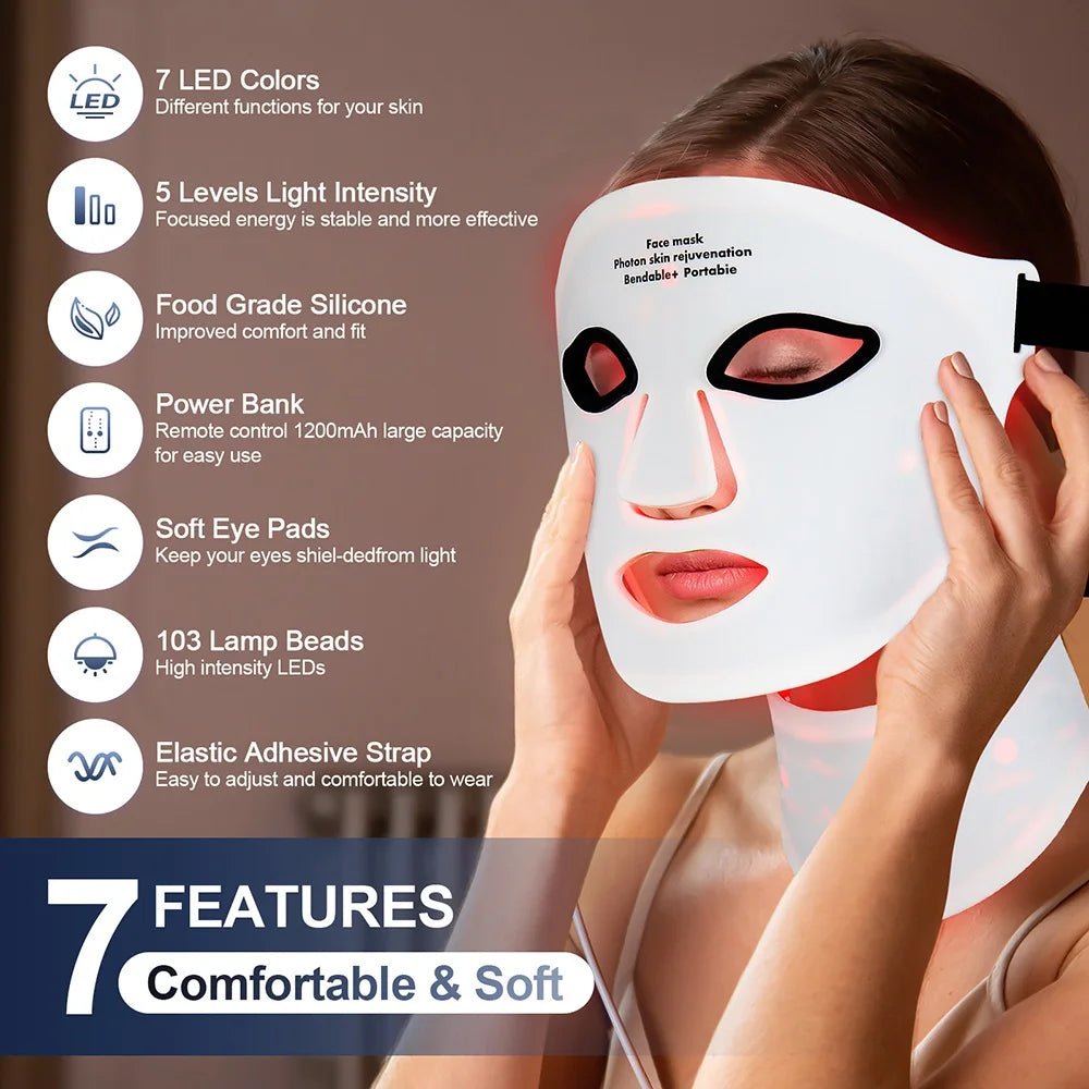 Silicone LED Face & Neck Mask – 7-Color Photon Light Therapy