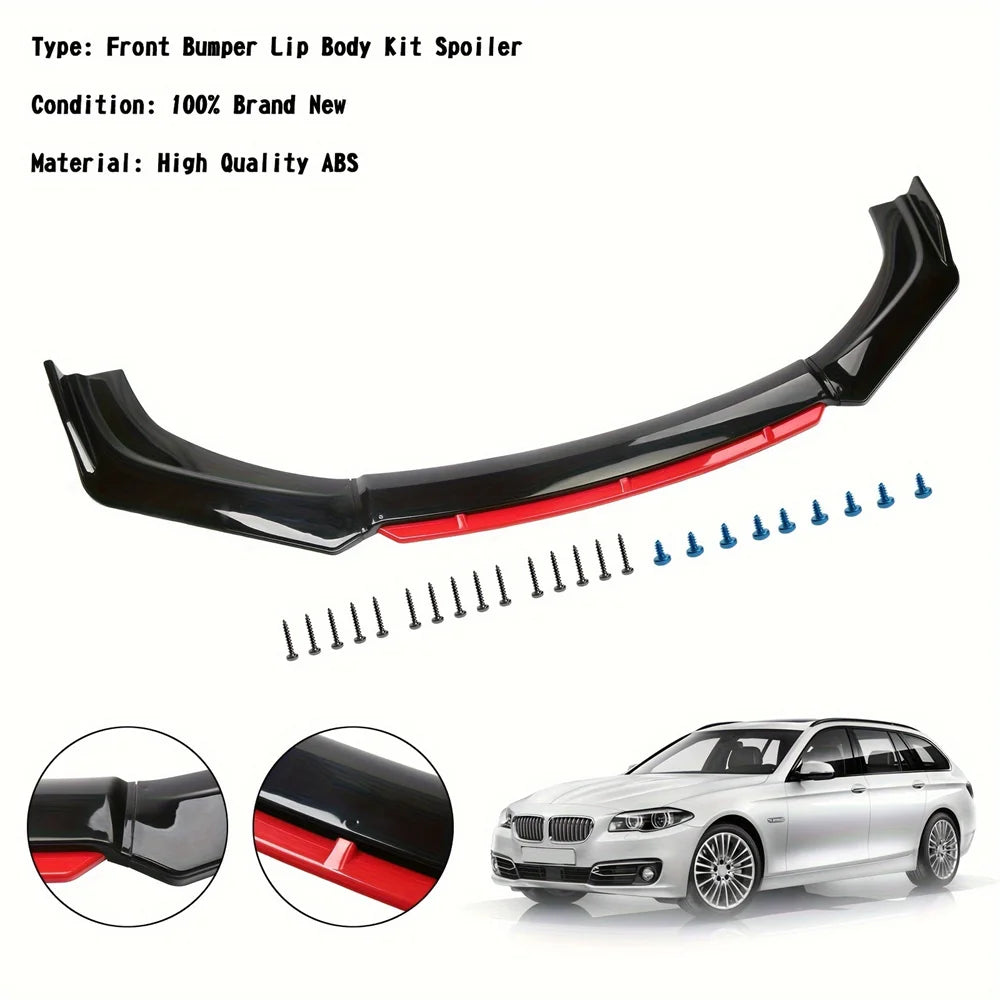 3PCS Universal Car Front Bumper Lip Splitter Body Kit Spoiler Diffuser Protector Impact-Resistant