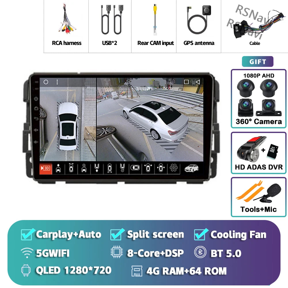 Android 16 Carplay Car Radio For Chevrolet Silverado Impala GMC Yukon Acadia Sierra Navigation GPS Multimedia Player stereo wifi