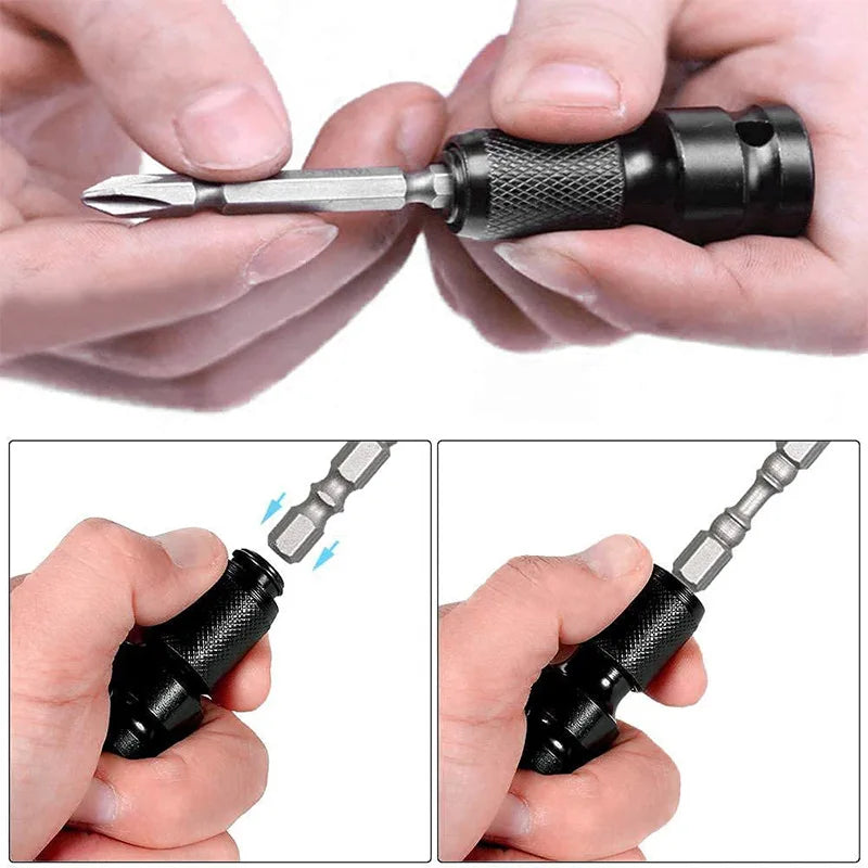 1/2 Square to 1/4 Hexagon Ratchet Sleeve Impact Wrench Sleeve Set Adapter Wrench Drive Converter Quick Release Tool