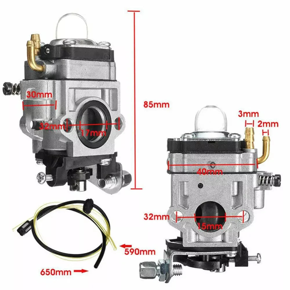 For Brushcutter 43cc 52cc 49cc Strimmer Cutter Chainsaw 15mm Carburetor Kit