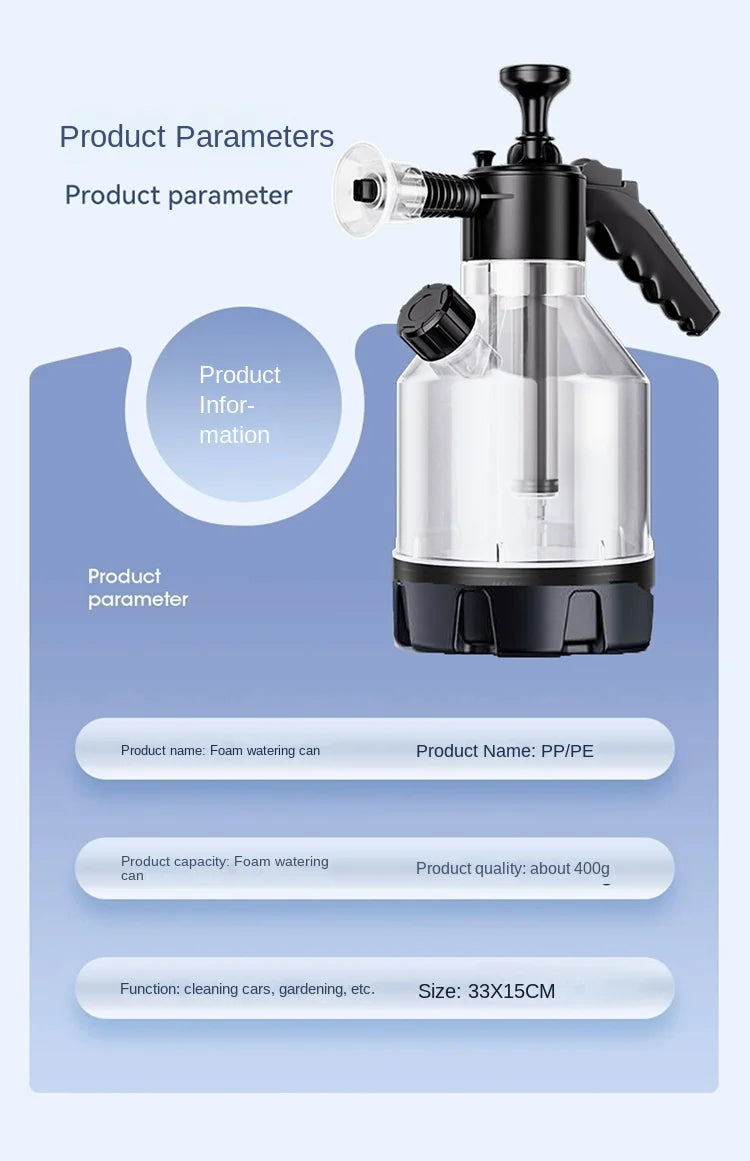 2.5L Hand Pump Foam Sprayer with 3 Types of Nozzle Hand Pneumatic Foam Cannon Snow Foam Car Wash Spray Bottle Car Window Cleanin