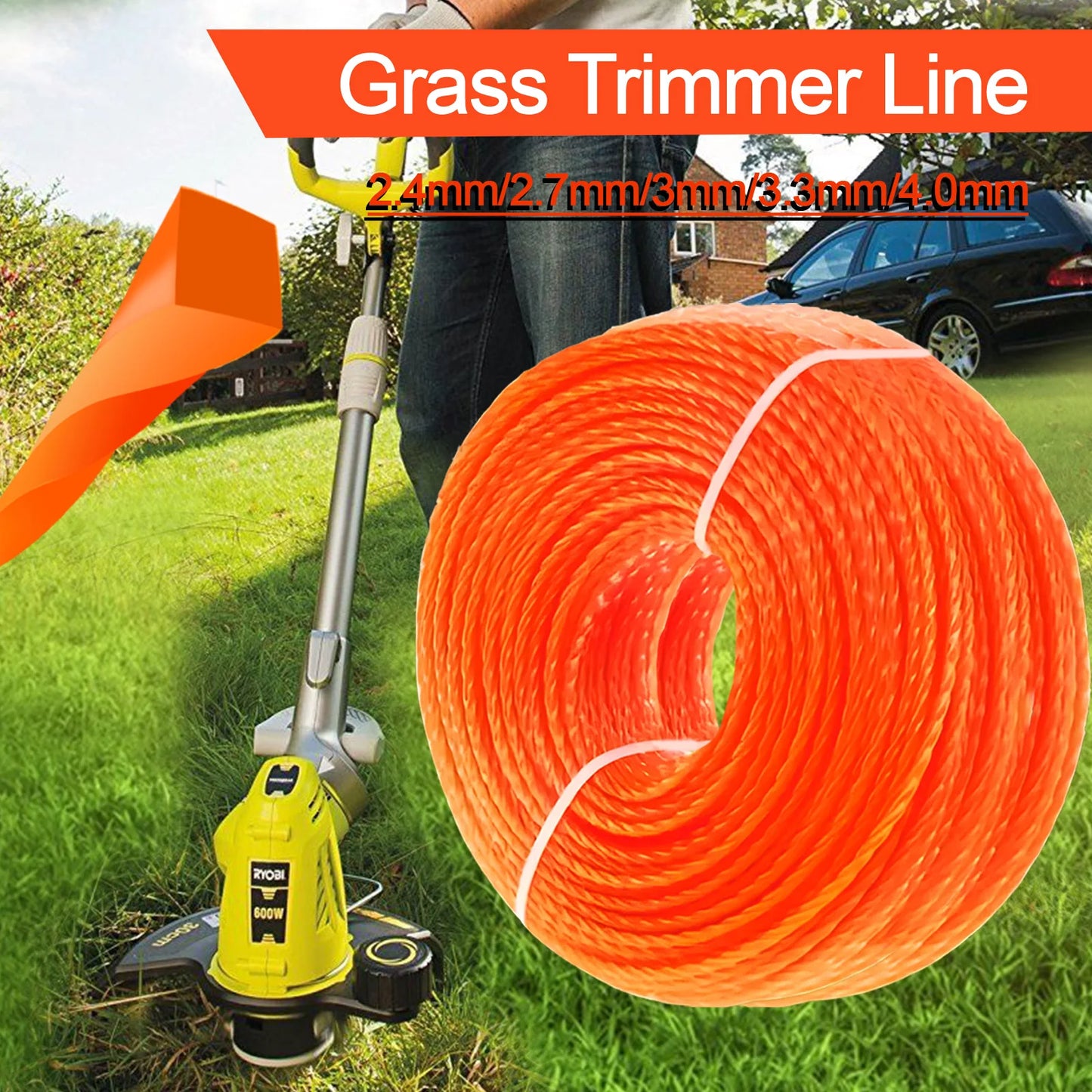 2mm～3mm*10m～25m Mowing Nylon Grass Trimmer Rope Brush Cutter Trimmer Line Mowing Wire Lawn Mower Accessory