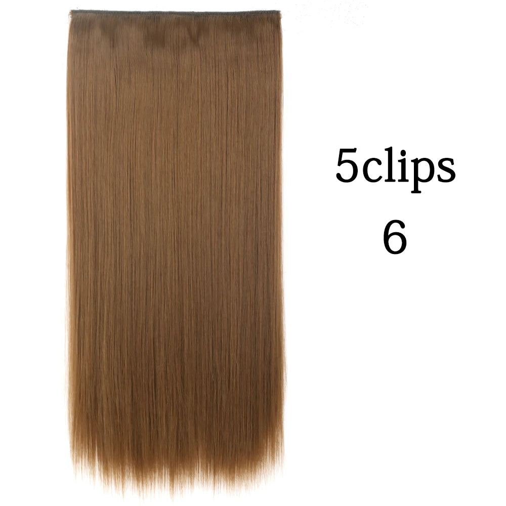 Synthetic 5 Clip In Hair Extensions Long Curly Hairstyle Hairpiece Natural Brown Black 80cm Heat Resistant  Fake Hair For Women