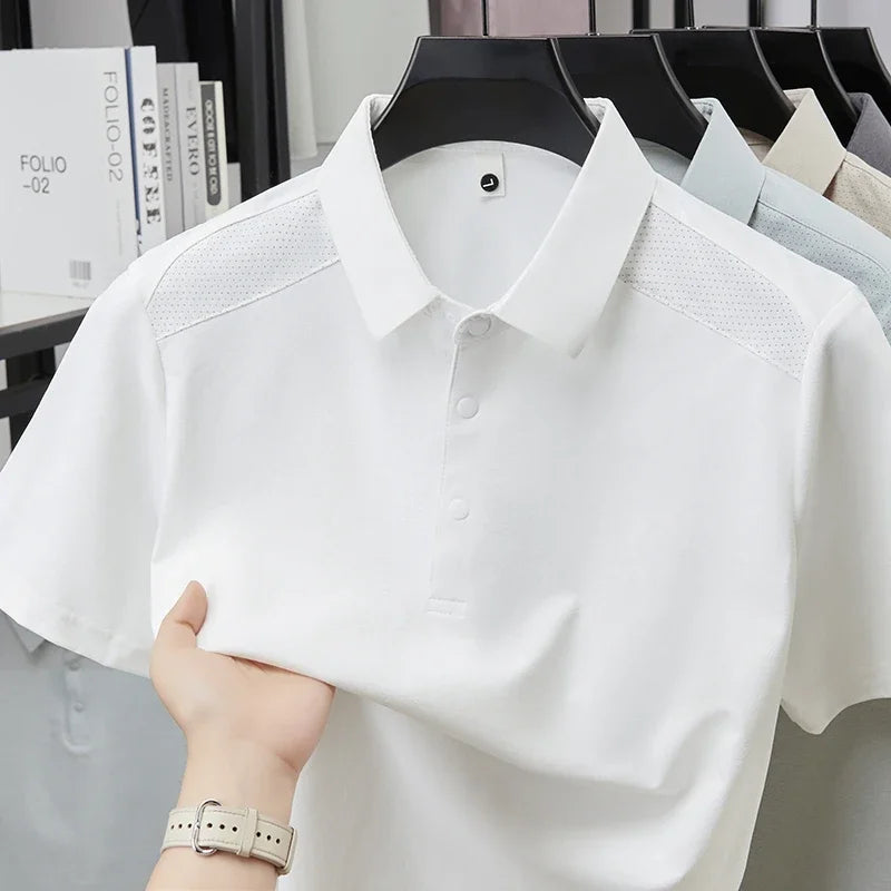 Men's Lapel Polo Tee - Breathable Soft Stretch, Summer Daily Wear