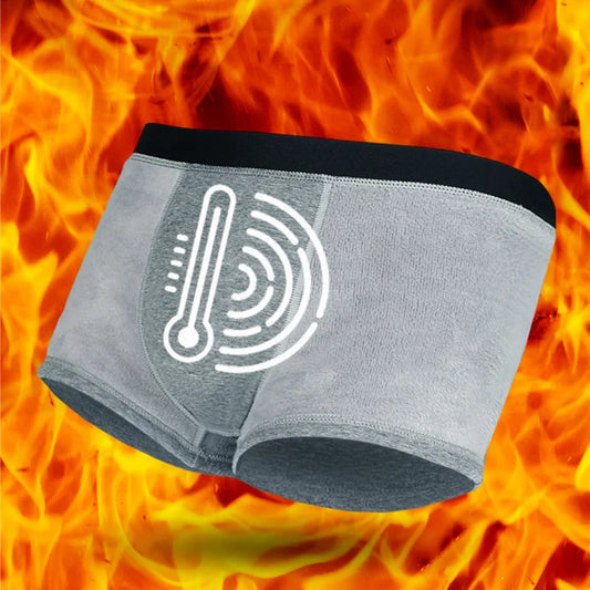 Men's Fleece Lined Thermal Boxer Shorts - Straight-Leg Winter Underwear